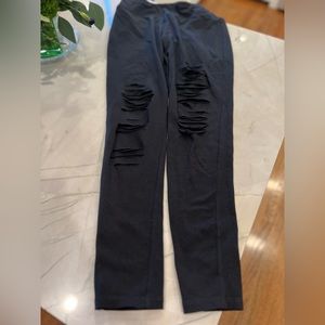 Material Girl Black Distressed Leggings